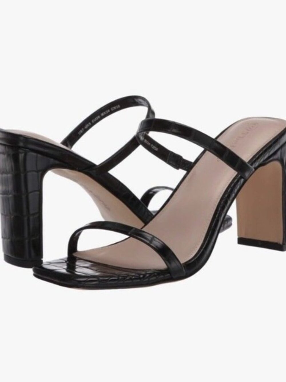 NWT The Drop Women's Avery Square Toe Two Strap High Heeled Sandal Size 8 Black